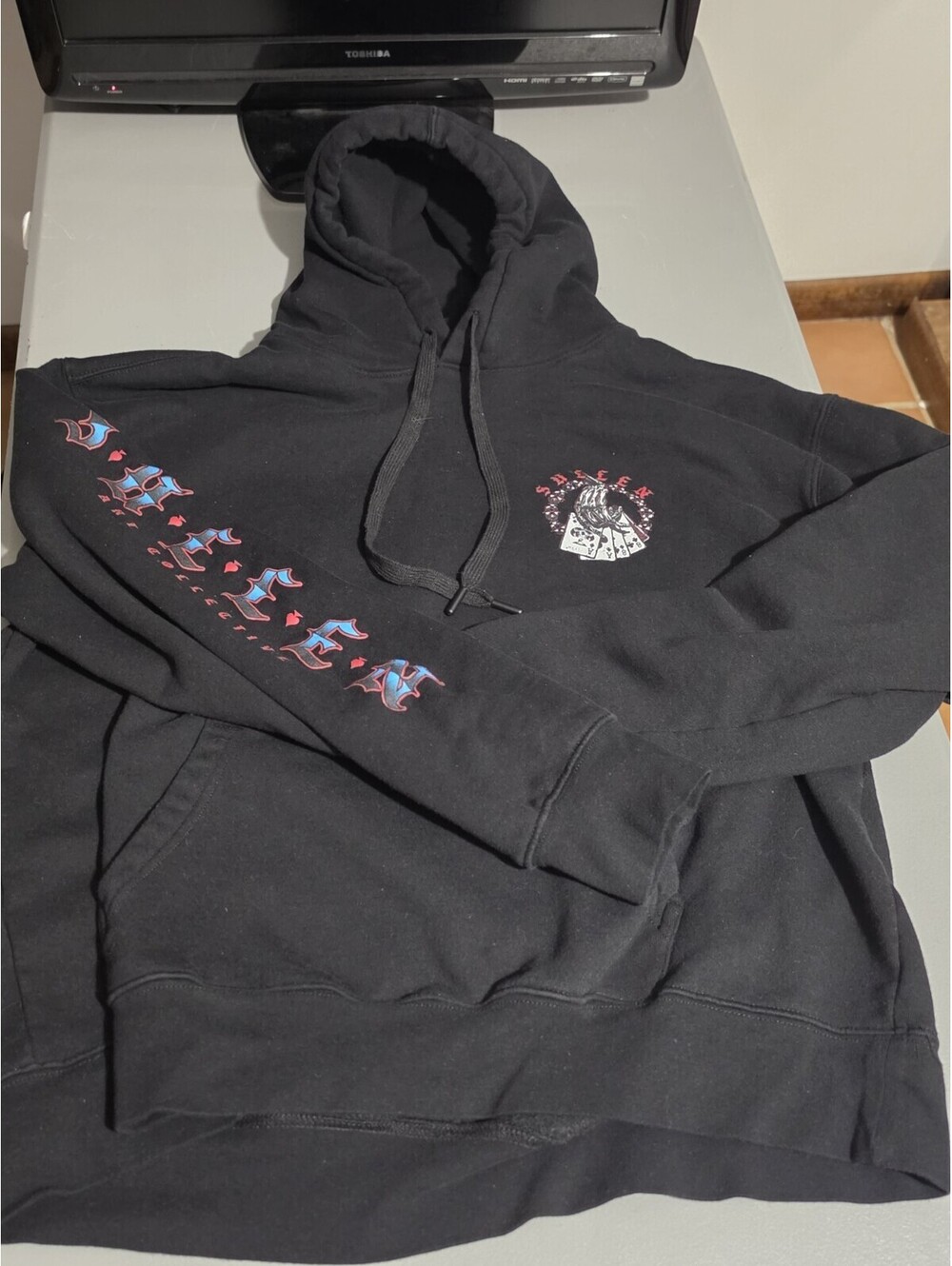 Riot Society Mens Black Graphic Print Long Sleeve Hoodie Size XL